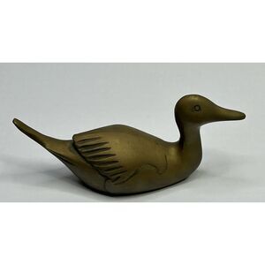 Leonard Solid Brass Paperweight Duck Figurine Decorative Vintage